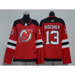 New Jersey Devils 13 Nico Hischier Red Women Adidas Jersey