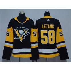 Pittsburgh Penguins #58 Kris Letang Black Women Adidas Jersey