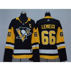 Pittsburgh Penguins #66 Mario Lemieux Black Women Adidas Jersey