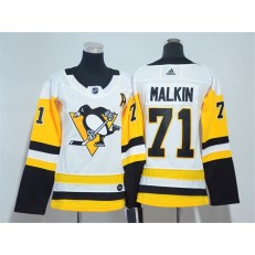 Pittsburgh Penguins #71 Evgeni Malkin White Women Adidas Jersey