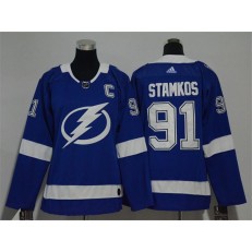 Tampa Bay Lightning #91 Steven Stamkos Blue Women Adidas Jersey