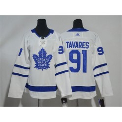 Toronto Maple Leafs #91 John Tavares White Women Adidas Jersey