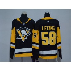 Pittsburgh Penguins #58 Kris Letang Black Youth Adidas Jersey