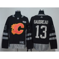 Calgary Flames #13 Johnny Gaudreau Black 1917-2017 100th Anniversary Adidas Jersey