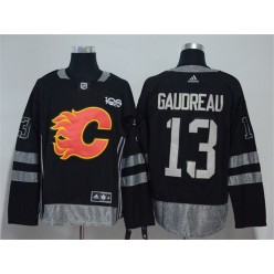 Calgary Flames #13 Johnny Gaudreau Black 1917-2017 100th Anniversary Adidas Jersey