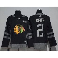 Chicago Blackhawks #2 Duncan Keith Black 1917-2017 100th Anniversary Adidas Jersey