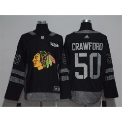Chicago Blackhawks #50 Corey Crawford Black 1917-2017 100th Anniversary Adidas Jersey