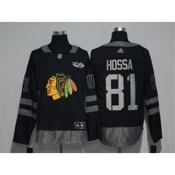 Chicago Blackhawks #81 Marian Hossa Black 1917-2017 100th Anniversary Adidas Jersey