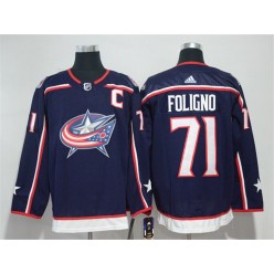 Columbus Blue Jackets #71 Nick Foligno Navy Adidas Jersey