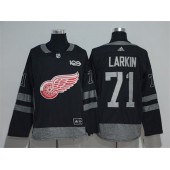 Detroit Red Wings #71 Dylan Larkin Black 1917-2017 100th Anniversary Adidas Jersey