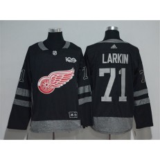 Detroit Red Wings #71 Dylan Larkin Black 1917-2017 100th Anniversary Adidas Jersey