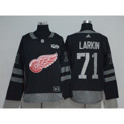 Detroit Red Wings #71 Dylan Larkin Black 1917-2017 100th Anniversary Adidas Jersey