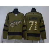 Detroit Red Wings #71 Dylan Larkin Olive Green Adidas Jersey