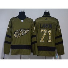 Detroit Red Wings #71 Dylan Larkin Olive Green Adidas Jersey