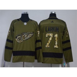 Detroit Red Wings #71 Dylan Larkin Olive Green Adidas Jersey