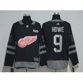 Detroit Red Wings #9 Gordie Howe Black 1917-2017 100th Anniversary Adidas Jersey