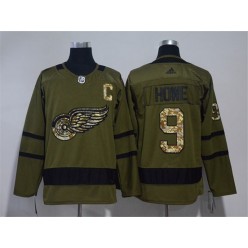 Detroit Red Wings #9 Gordie Howe Olive Green Adidas Jersey