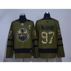 Edmonton Oilers #97 Connor McDavid Olive Green Adidas Jersey