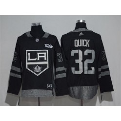 Los Angeles Kings #32 Jonathan Quick Black 1917-2017 100th Anniversary Adidas Jersey
