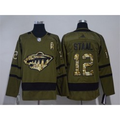 Minnesota Wild #12 Eric Staal Olive Green Adidas Jersey