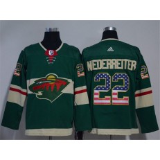 Minnesota Wild #22 Nino Niederreiter Green USA Flag Adidas Jersey
