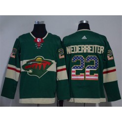 Minnesota Wild #22 Nino Niederreiter Green USA Flag Adidas Jersey