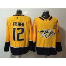 Nashville Predators #12 Mike Fisher Yellow Adidas Jersey