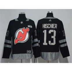 New Jersey Devils #13 Nico Hischier Black 1917-2017 100th Anniversary Adidas Jersey