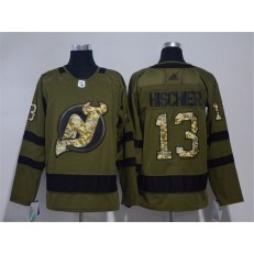 New Jersey Devils #13 Nico Hischier Olive Green Adidas Jersey