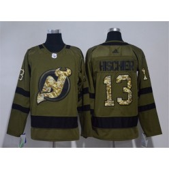 New Jersey Devils #13 Nico Hischier Olive Green Adidas Jersey