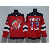 New Jersey Devils #13 Nico Hischier Red USA Flag Adidas Jersey