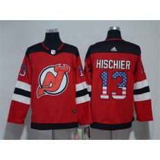 New Jersey Devils #13 Nico Hischier Red USA Flag Adidas Jersey