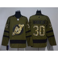 New Jersey Devils #30 Martin Brodeur Olive Green Adidas Jersey