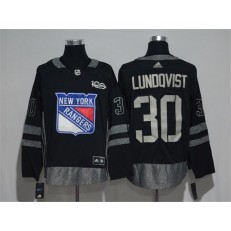 New York Rangers #30 Henrik Lundqvist Black 1917-2017 100th Anniversary Adidas Jersey