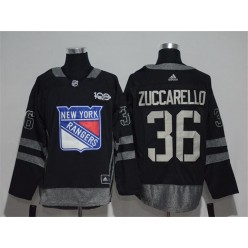 New York Rangers #36 Mats Zuccarello Black 1917-2017 100th Anniversary Adidas Jersey