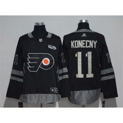 Philadelphia Flyers #11 Travis Konecny Black 1917-2017 100th Anniversary Adidas Jersey