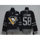 Pittsburgh Penguins #58 Kris Letang Black 1917-2017 100th Anniversary Adidas Jersey