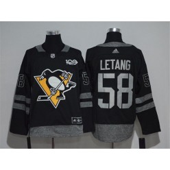 Pittsburgh Penguins #58 Kris Letang Black 1917-2017 100th Anniversary Adidas Jersey