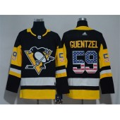 Pittsburgh Penguins #59 Jake Guentzel Black USA Flag Adidas Jersey