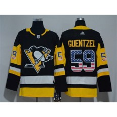 Pittsburgh Penguins #59 Jake Guentzel Black USA Flag Adidas Jersey