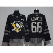 Pittsburgh Penguins #66 Mario Lemieux Black 1917-2017 100th Anniversary Adidas Jersey