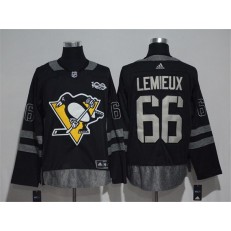 Pittsburgh Penguins #66 Mario Lemieux Black 1917-2017 100th Anniversary Adidas Jersey
