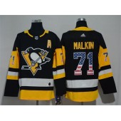 Pittsburgh Penguins #71 Evgeni Malkin Black USA Flag Adidas Jersey