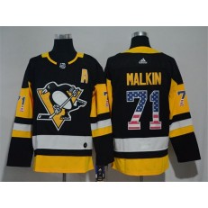 Pittsburgh Penguins #71 Evgeni Malkin Black USA Flag Adidas Jersey