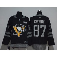 Pittsburgh Penguins #87 Sidney Crosby Black 1917-2017 100th Anniversary Adidas Jersey