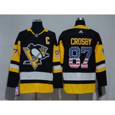 Pittsburgh Penguins #87 Sidney Crosby Black USA Flag Adidas Jersey