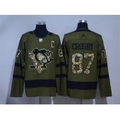 Pittsburgh Penguins #87 Sidney Crosby Olive Green Adidas Jersey