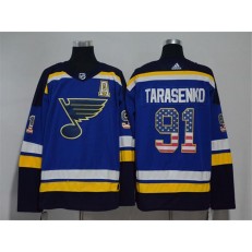 St.Louis Blues #91 Vladimir Tarasenko Blue USA Flag Adidas Jersey