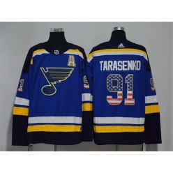 St.Louis Blues #91 Vladimir Tarasenko Blue USA Flag Adidas Jersey