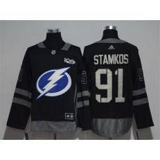 Tampa Bay Lightning #91 Steven Stamkos Black 1917-2017 100th Anniversary Adidas Jersey